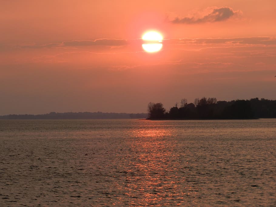 Nature, Sundown, Water, summer, sky, sunset, evening, scenic HD wallpaper
