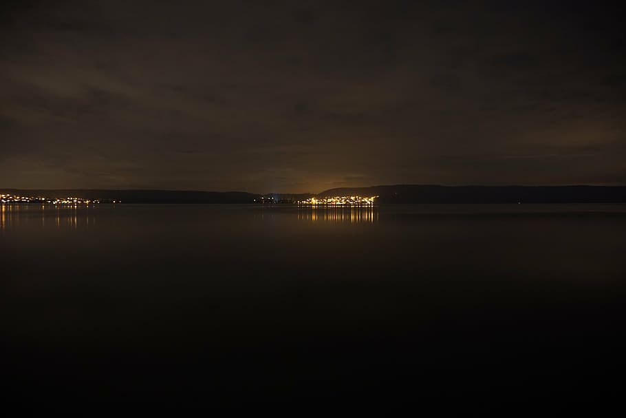 night, lake, water, quiet, reflection, dark, mood, evening HD wallpaper