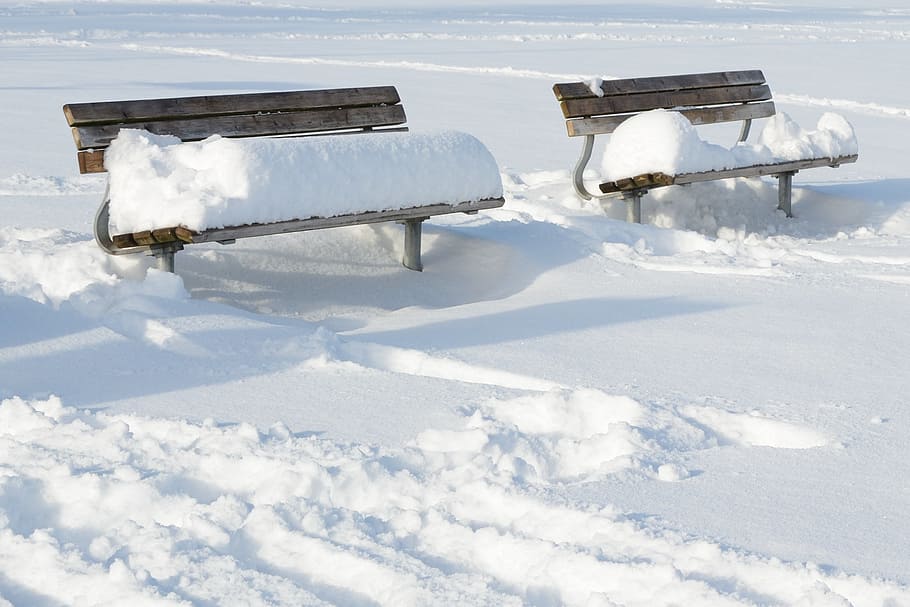 winter, snow, bench, seat, bank, wintry, snowed in, white, cold HD wallpaper