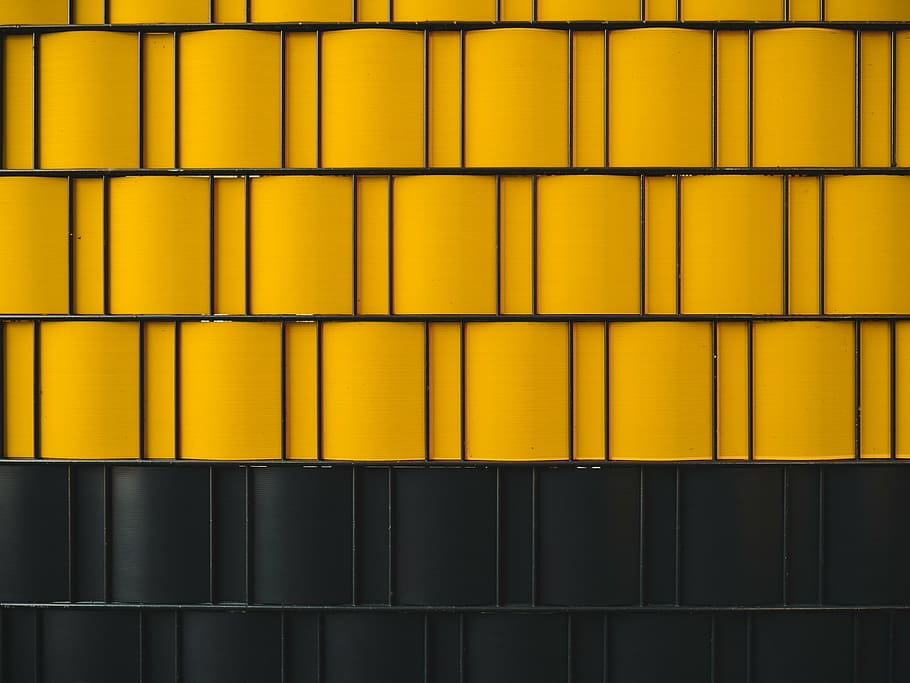 yellow and black wallpaper, design, architecture, large group of objects HD wallpaper