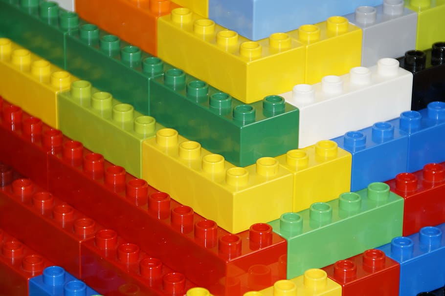 assorted-color LEGO toys, lego duplo, building, built, building blocks, HD wallpaper