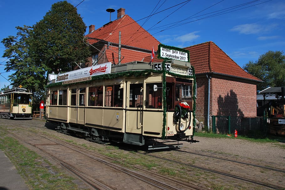 beige and green train during daytime, technology, tram, historically HD wallpaper