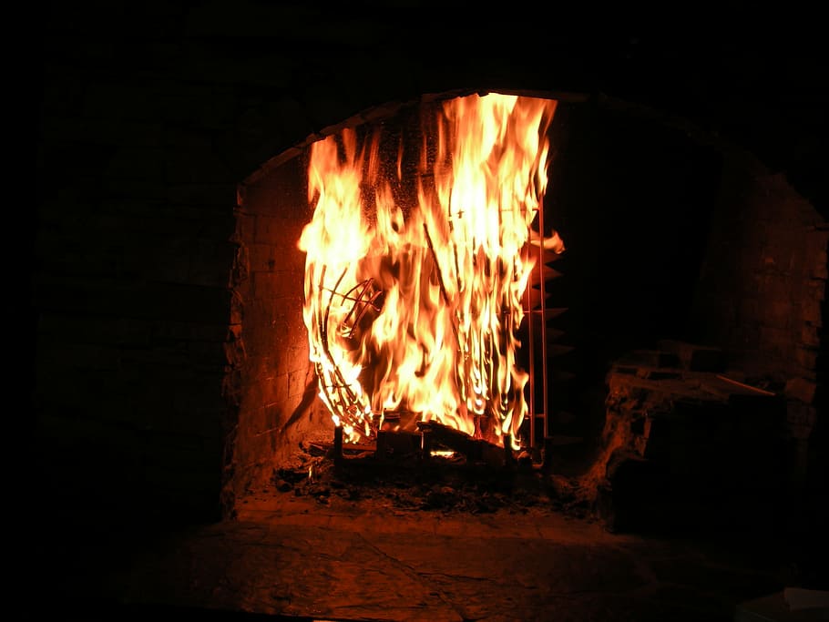 fire, red, wood, evening, burning, heat - temperature, flame HD wallpaper