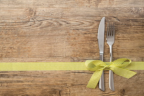 stainless steel knife and fork, map, postcard, greeting, birthday HD wallpaper