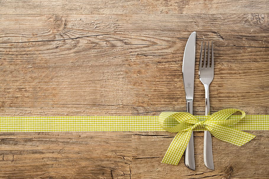 stainless steel knife and fork, map, postcard, greeting, birthday HD wallpaper
