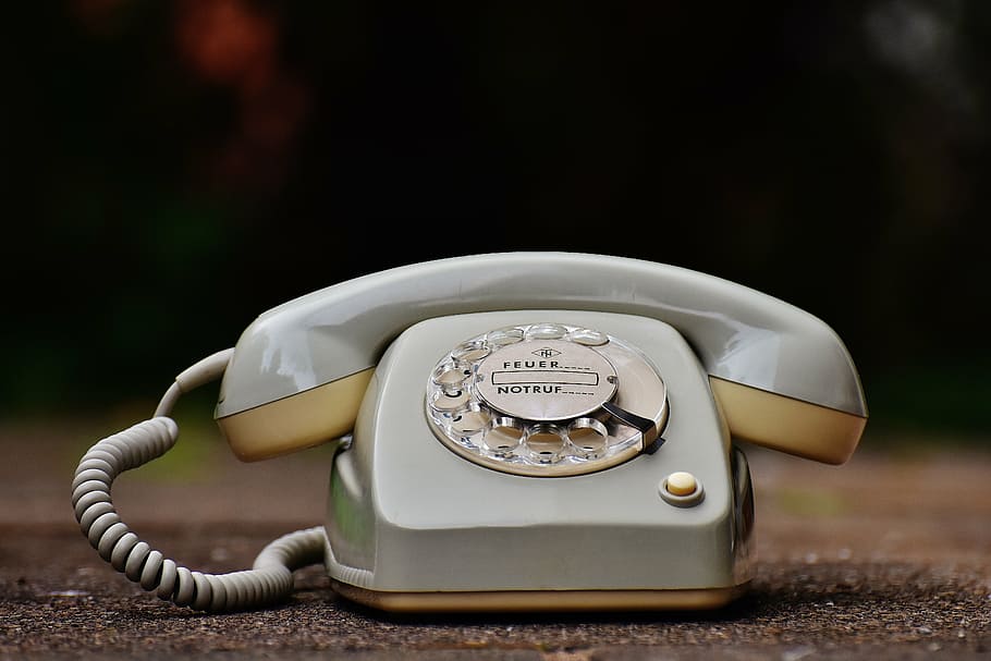 selective focus photography of rotary telephone, old phone, 60s, HD wallpaper