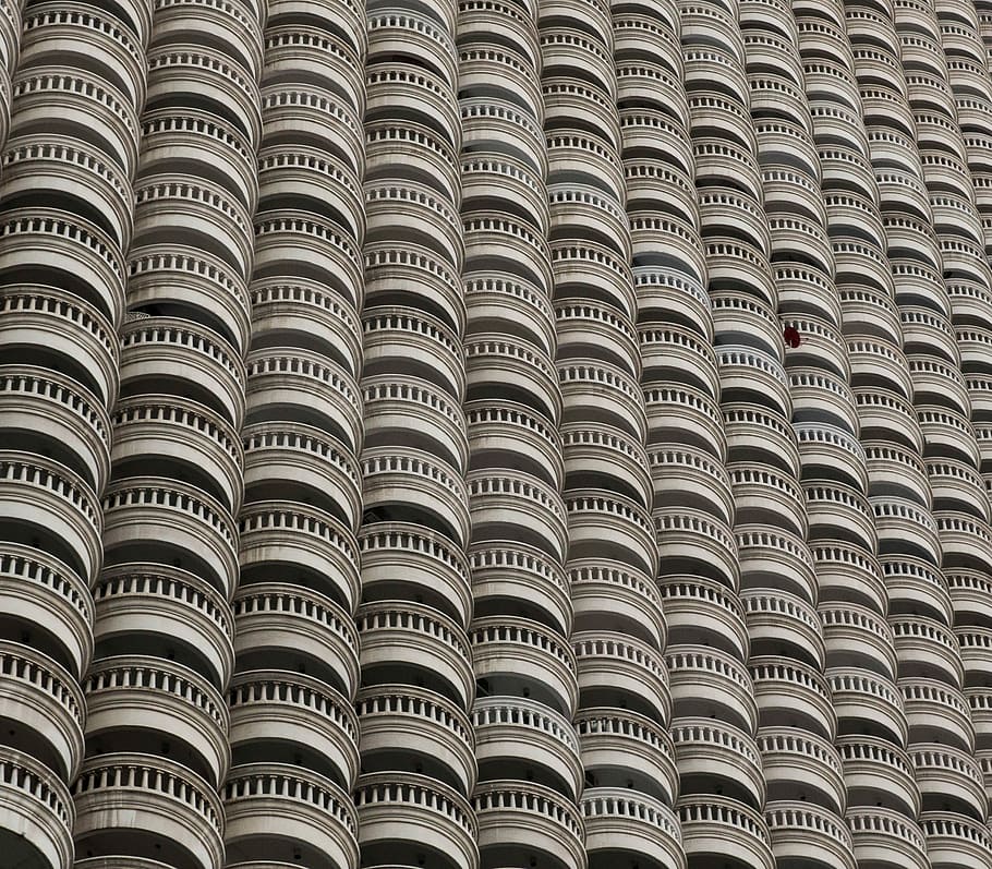 gray concrete building, architecture, pattern, balcony, design HD wallpaper