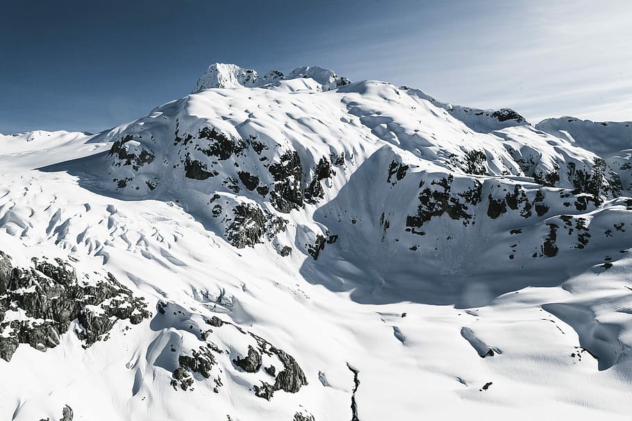 glacier mountains during daytime, low angle-view of mountain coated snow HD wallpaper
