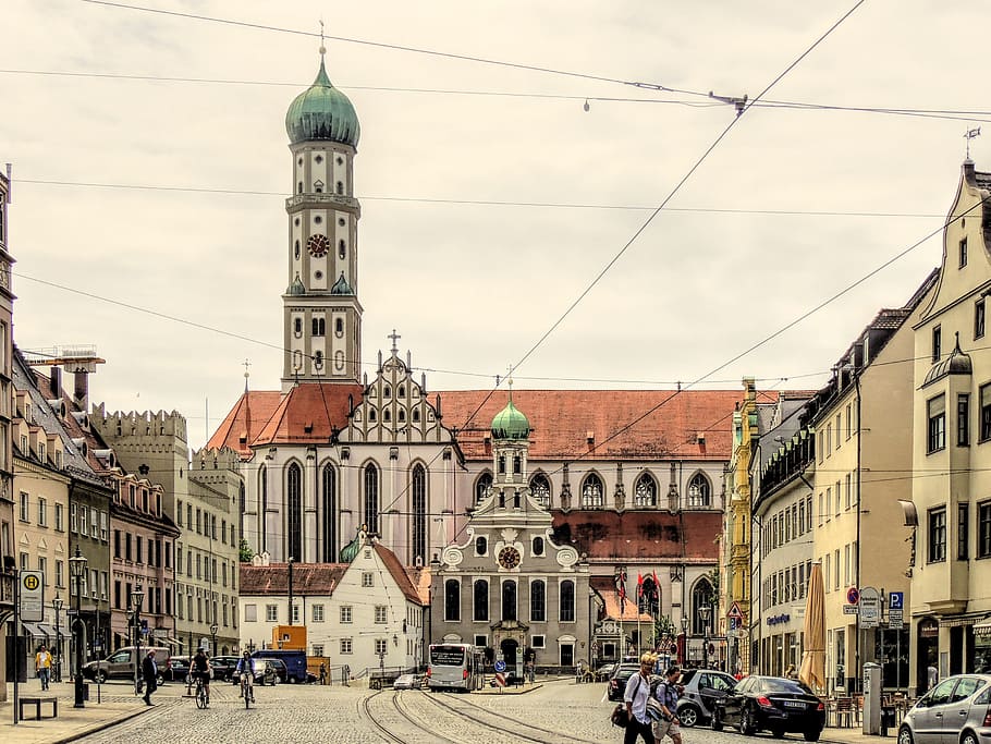 augsburg, church, ulrich, afra, cathedral, baseliek of augsburg, HD wallpaper