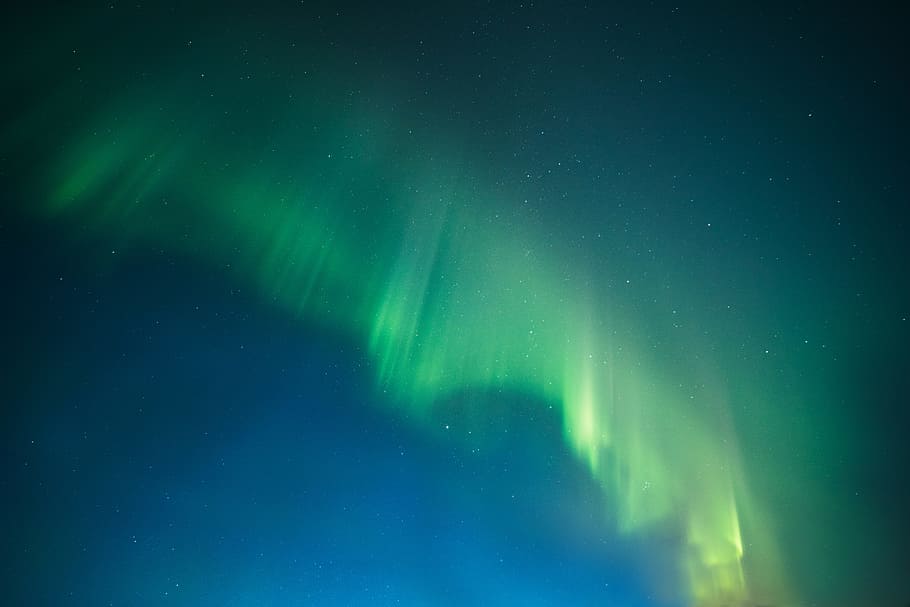 aurora lights, green Aurora Borealis, blue, backgrounds, abstract HD wallpaper
