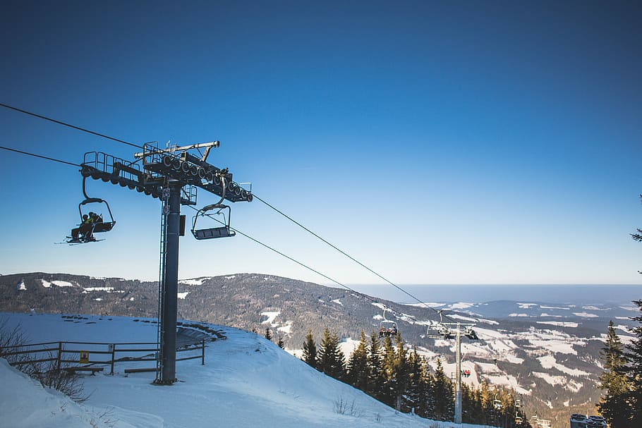 Mountain Top: Ski Lift, cold, forest, hills, nature, panorama