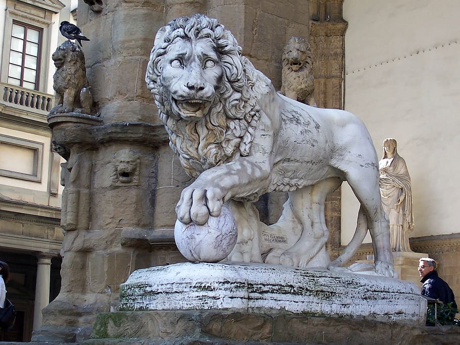 lion, statute, david, mythical, ornament, animal, art and craft HD wallpaper