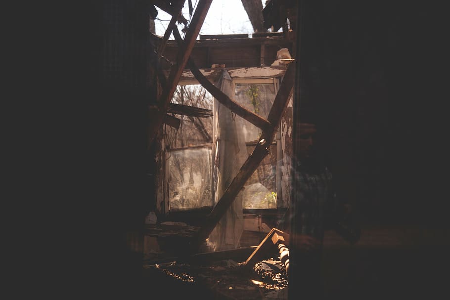 abandoned, broken, dark, decay, eerie, sunlight, architecture HD wallpaper