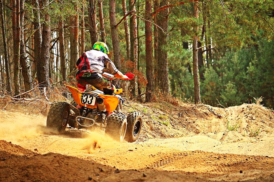 quad, sand, enduro, cross, motocross, all-terrain vehicle, motorcycle, HD wallpaper