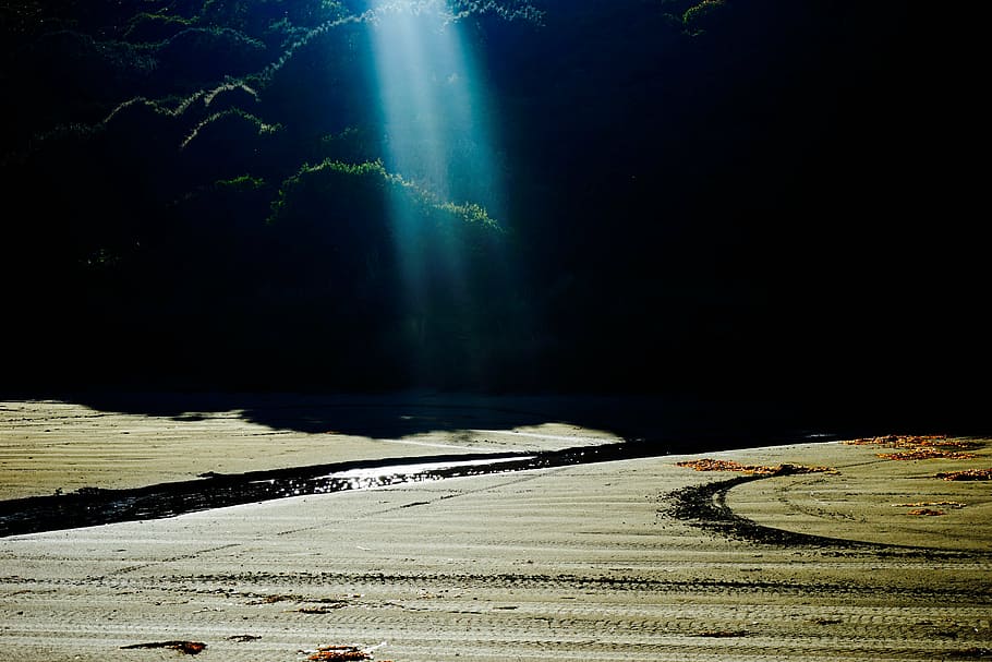 dark, landscape, light, nature, river, sand, water, night, street HD wallpaper