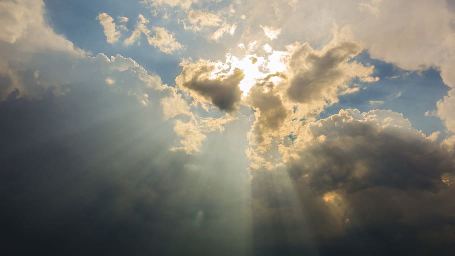 Sky, Clouds, Evening, Sun, evening sky, nature, no people, beauty in nature HD wallpaper