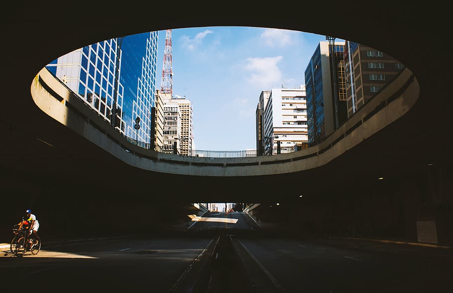 low angle photography of tunnel at daytime, architecture, building HD wallpaper