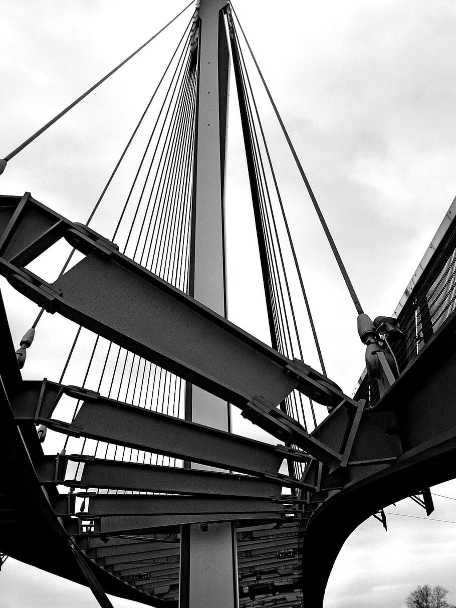 Suspension Bridge, Steel Bridge, stahlbau, metal, strive, metal rods, HD wallpaper
