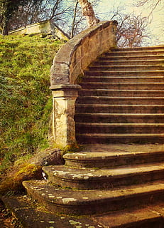 HD wallpaper: brown concrete staircase beside green grass, stairs, stone  stairway | Wallpaper Flare