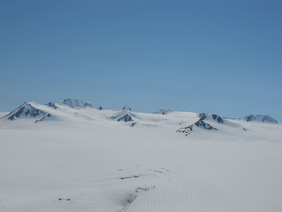 snow, blue, sky, cold, ice, landscape, mountain, ze, color HD wallpaper