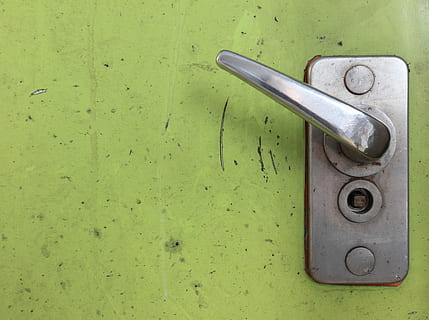 Door Handle, Open, Metal, lock, green color, no people, close-up HD wallpaper