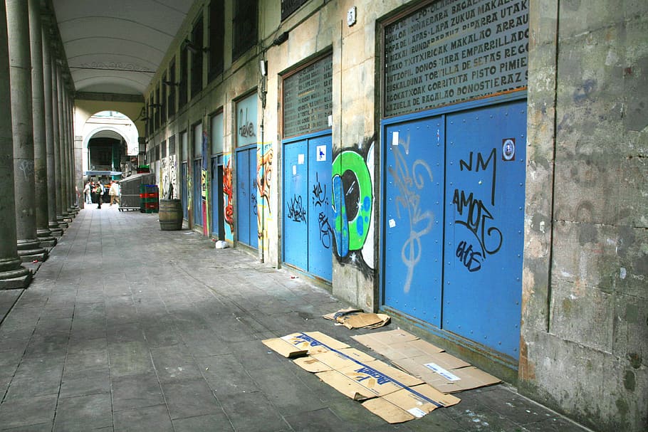 corridor, graffiti, shadow, architecture, built structure, building exterior HD wallpaper