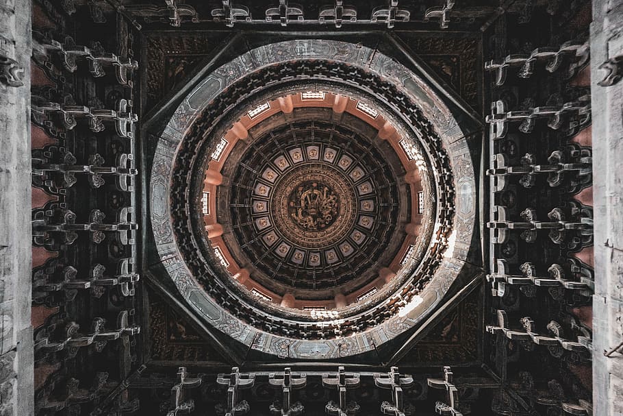 black and white ceiling, untitled, texture, art, architecture HD wallpaper