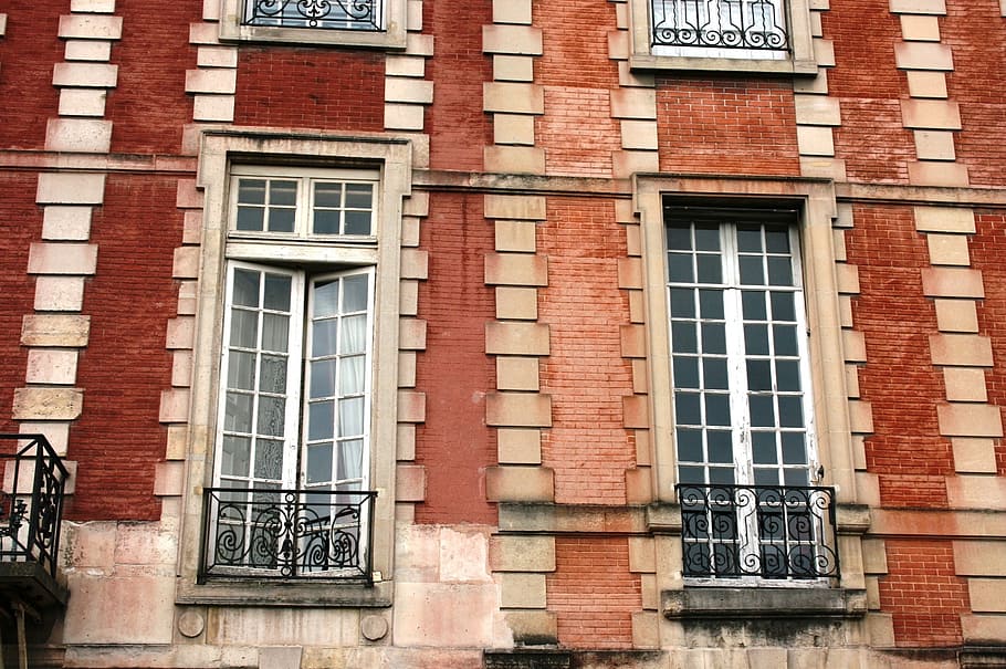 facade, windows, place des vosges, paris, architecture, building Exterior HD wallpaper