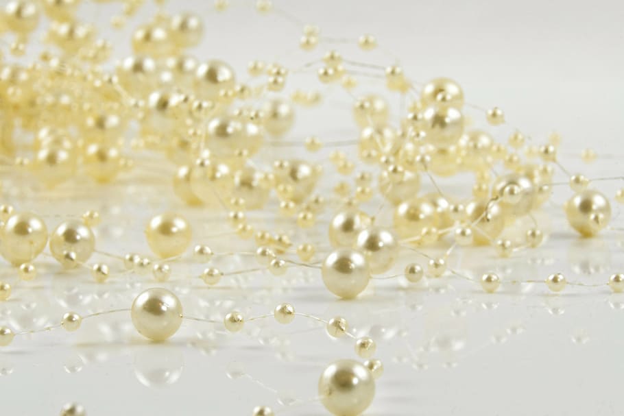 beige pearl lot, beads, deco, decoration, artificial pearls HD wallpaper