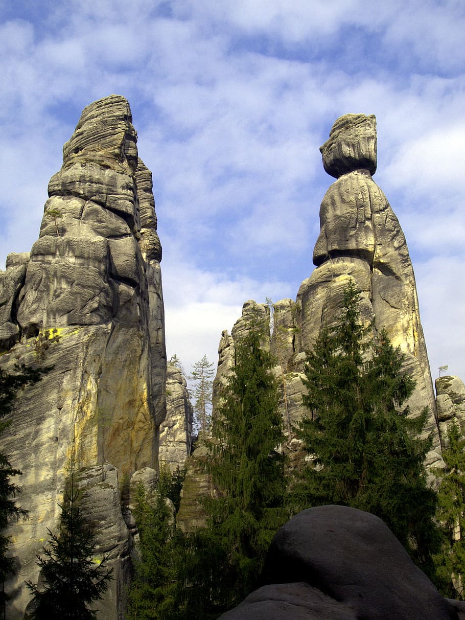 adršpach, rocks, the sky, trees, czech, the mayor and starostová HD wallpaper