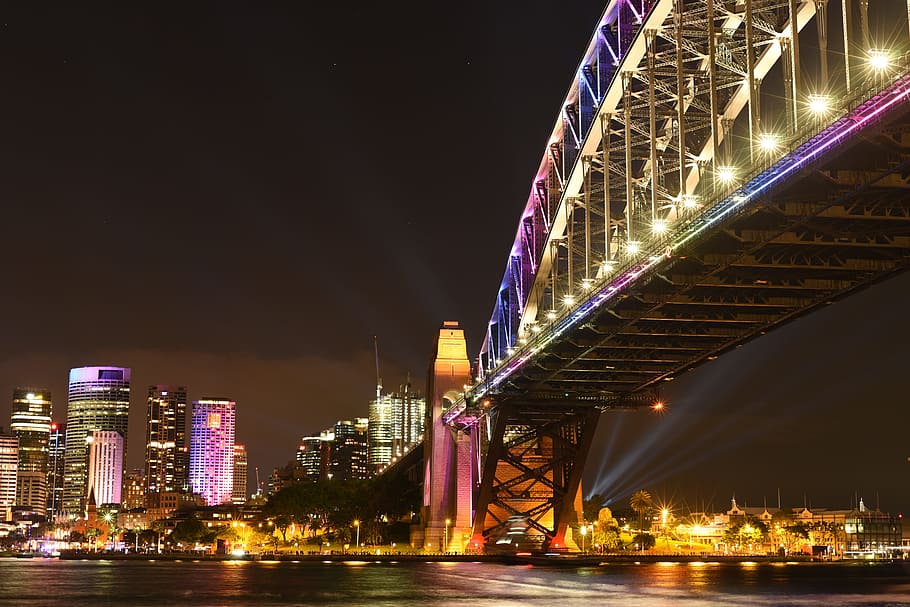building, structure, sky, bridge, river, water, infrastructure HD wallpaper