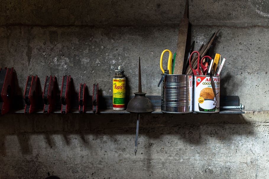 Garage, Workshop, Tools, Shelf, Service, bottle, indoors, no people HD wallpaper
