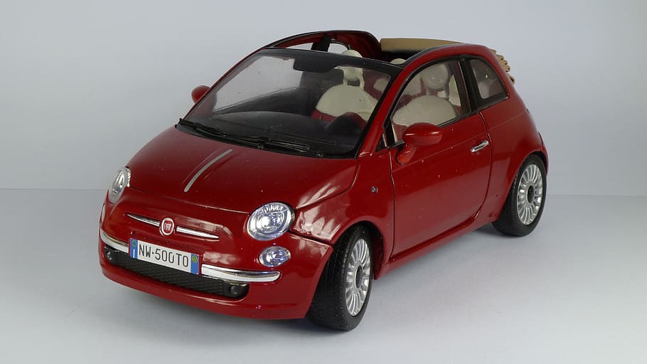 fiat, 500c, nuova, cabrio, 2009, convertible, 1x18, model car, HD wallpaper