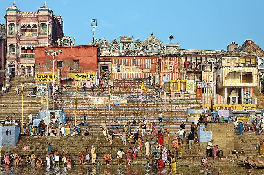india, varanasi, ghat, ganges, tourism, architecture, travel, HD wallpaper