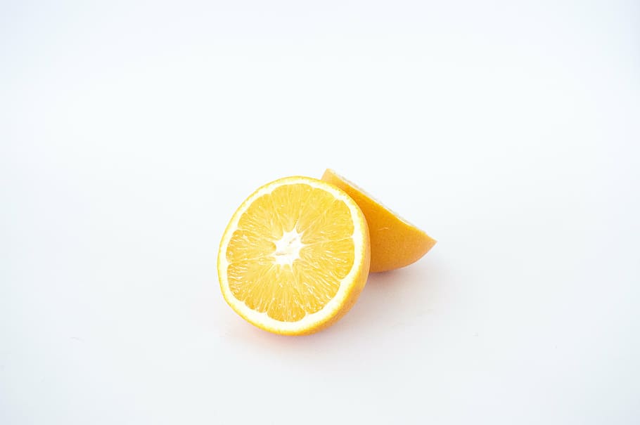 sliced lemon on white surface, orange, food, fruit, healthy HD wallpaper