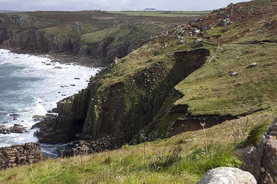 england, coast, rocky coast, cliffs, booked, nature, water HD wallpaper