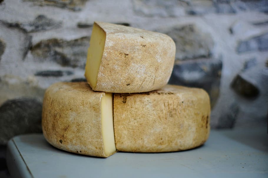 baked bread, three sliced foods, cheese, wedge, wall, indoors HD wallpaper