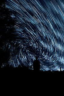 silhouette of a man illustration, sky, night, stars, backgrounds HD wallpaper