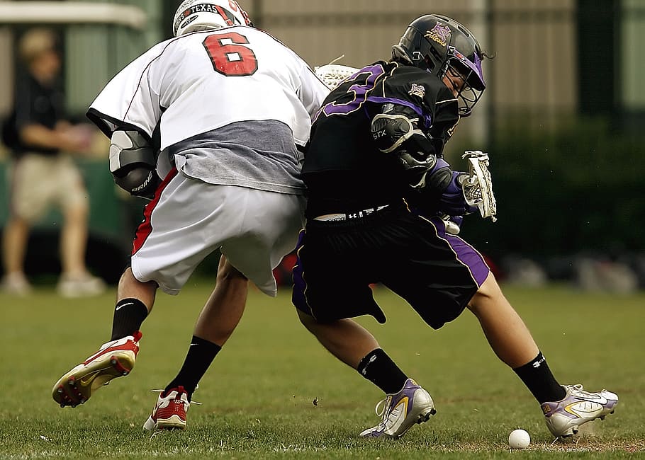 lacrosse, competition, collision, grass, field, lacrosse game HD wallpaper