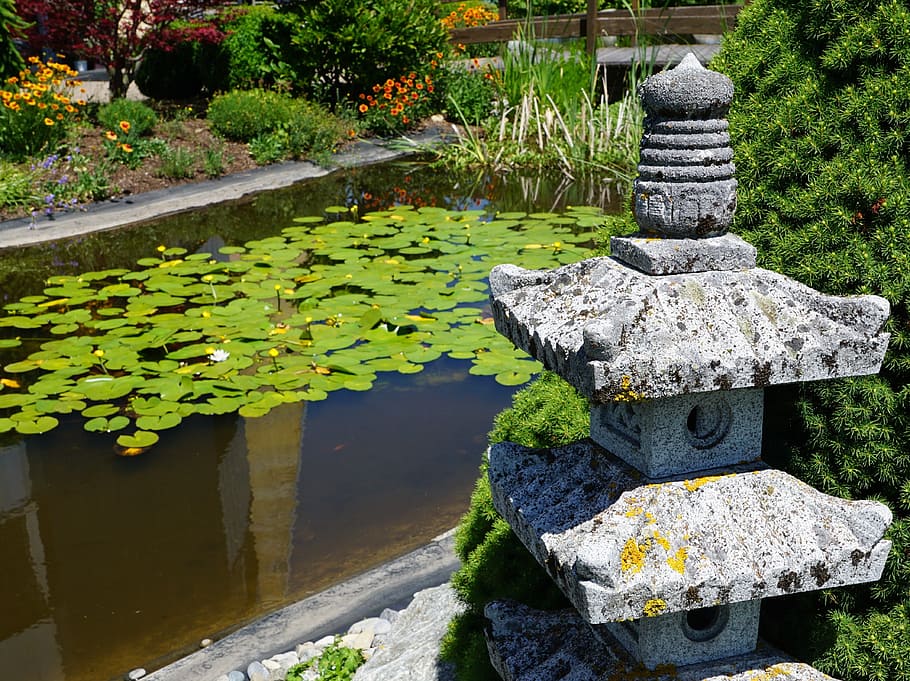 gray concrete decor near body of water, Temple, Monastery, Asia HD wallpaper