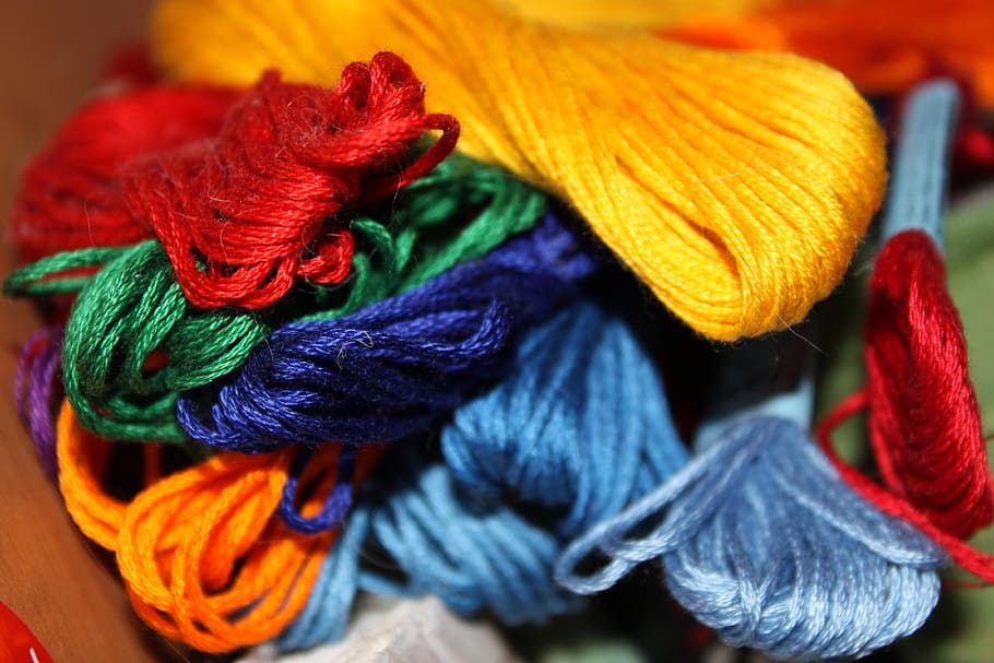 assorted-colored yarn in close-up photography, floss, thread HD wallpaper