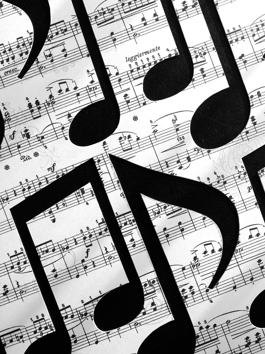 sheet music, contour, outlines, octave, sound, paper, no people, HD wallpaper