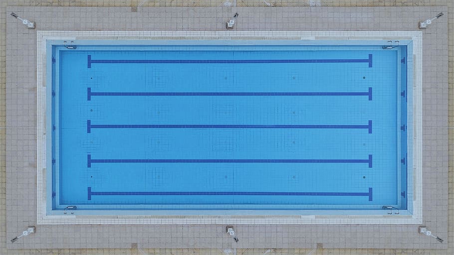 aerial photography of Olympic pool, aerial photo of swimming pool
