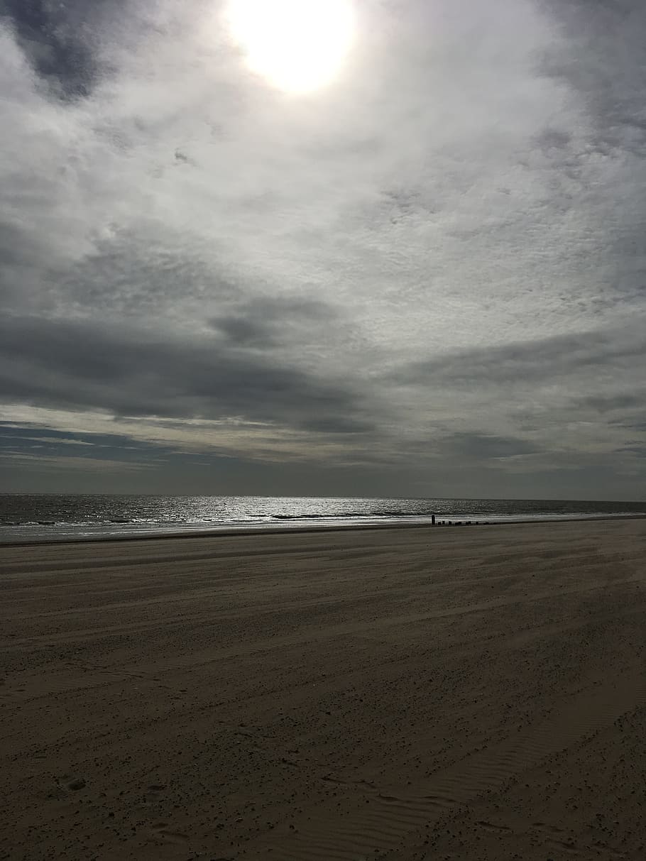 Beach, Sand, Clouds, Lowestoft, England, sky, landscape, sea HD wallpaper