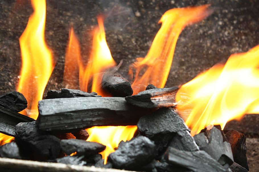 fire, the flame, red, burn, wood, smoke, hot, censer, warm HD wallpaper