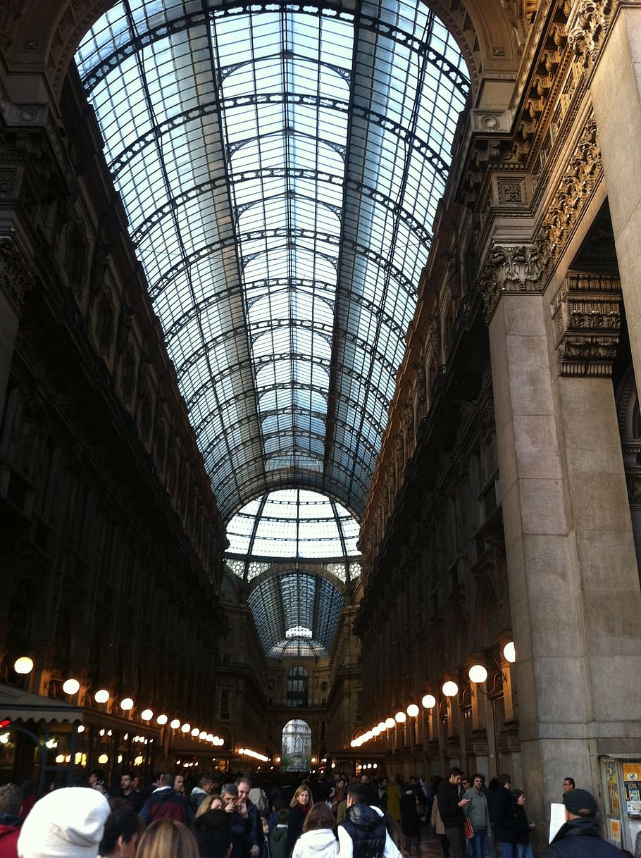 milan, art, gallery, architecture, group of people, crowd, built structure HD wallpaper