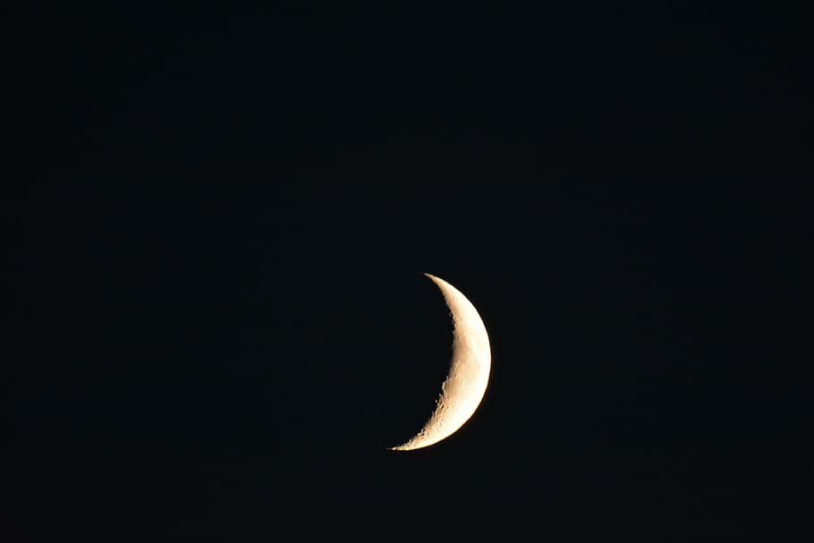 Night, Sky, Half Moon, astronomy, copy space, dark, crescent HD wallpaper