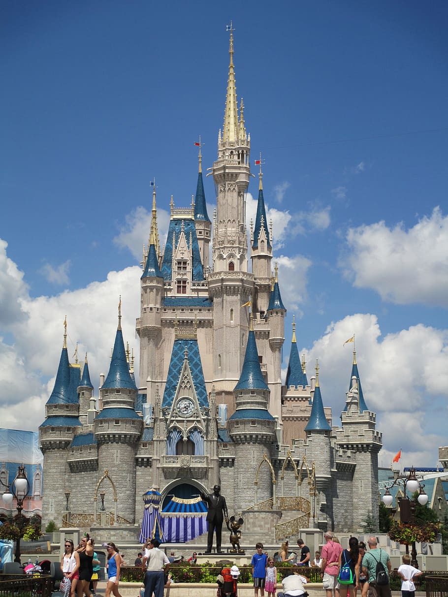 view of Disneyland castle, Orlando, Cinderella, princess, architecture, HD wallpaper