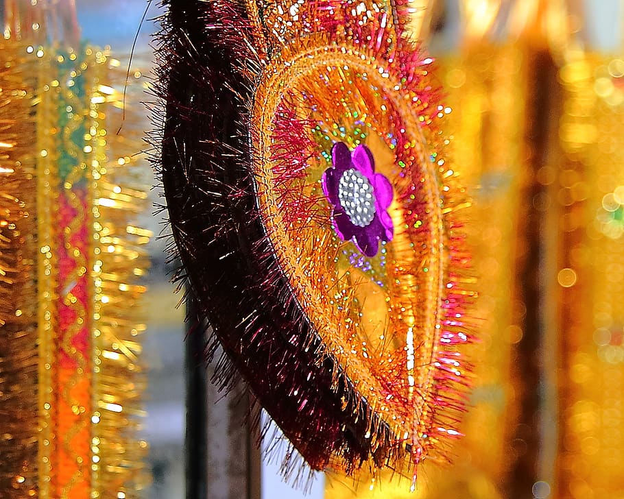 decoration, glitter, texture, sparkle, close-up, focus on foreground HD wallpaper