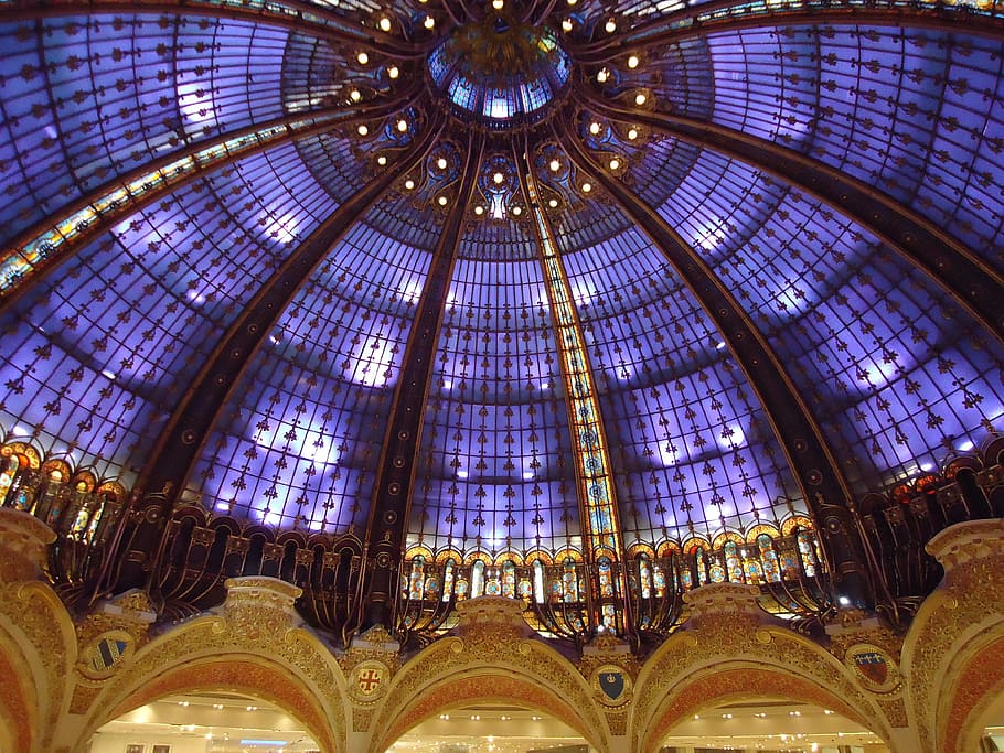 Hd Wallpaper Galeries Lafayette Ceiling Stained Glass Windows